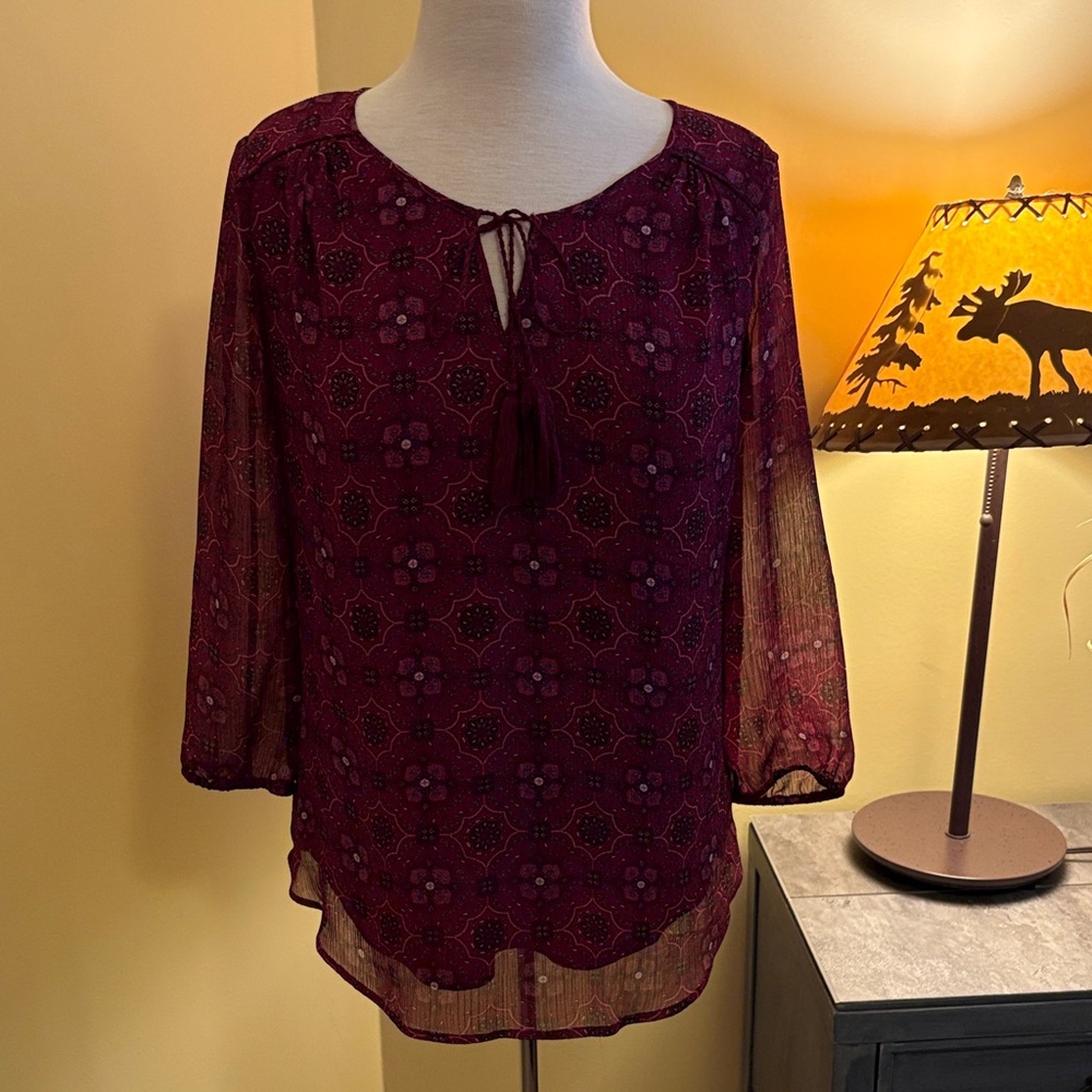 St. John's Bay Burgundy Floral Blouse
